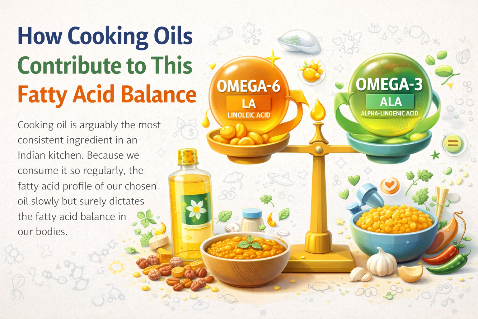 Omega-3 and omega-6 in cooking oils for healthier Indian cooking