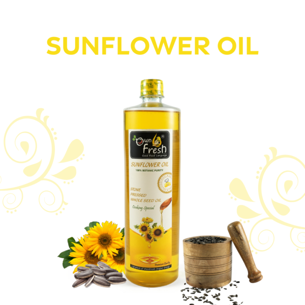 OwnFresh stone Pressed Kacchi Ghani 1 Litre Sunflower Oil