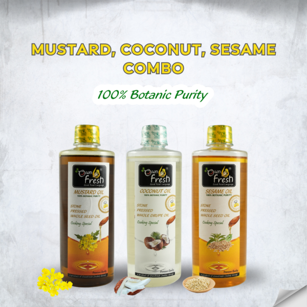 OwnFresh stone Pressed Kacchi Ghani 500 ML Combo pack of 3