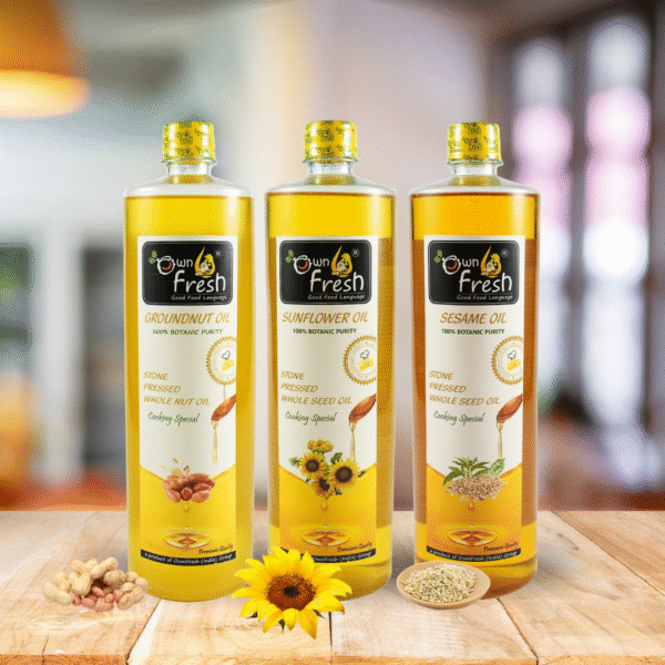 OwnFresh Stone Pressed Kacchi Ghani Oil 1L Combo pack of 3