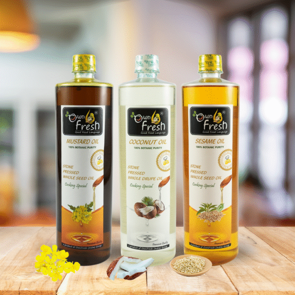 OwnFresh Stone Pressed Kacchi Ghani Oil 1L Combo pack of 3